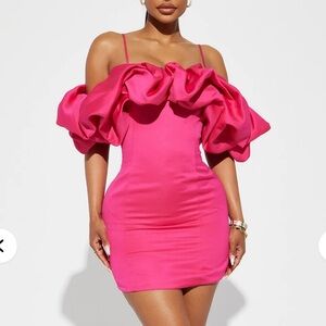 Fashion Nova Lola Pink Asymmetrical Ruffled Mini Dress